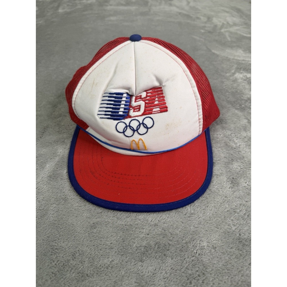 Vintage 1984 McDonald's USA Olympics Adjustable SnapBack Hat White
